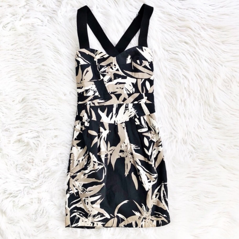 Warehouse Printed Cross Strap Dress